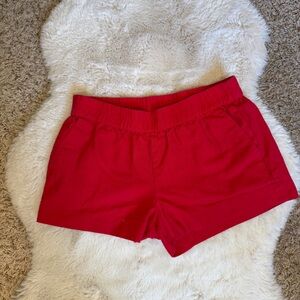 J. Crew Red Stretchy Micro Linen Shorts